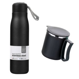 GiftNFeel 500 ML Stainless Steel Thermal Dori Bottle with Strap, 24 Hours Hot and Cold, Leak Proof for Office, Home, Gym, Hiking, Trekking, Travelling